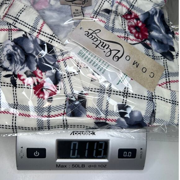 Como Vintage Womens 3X Plaid Floral V-Neck Tunic Top - Picture 10 of 10